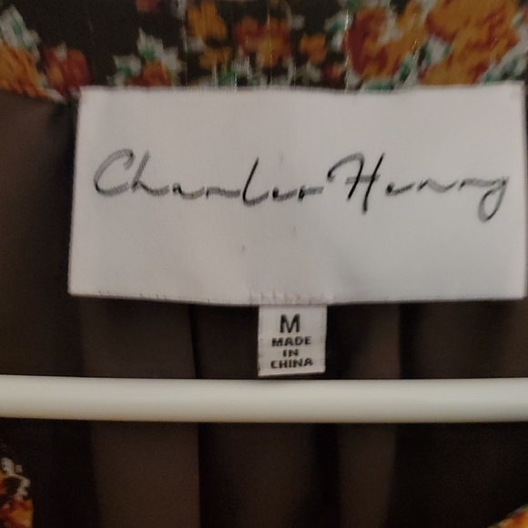 Charles Henry Brown Floral Long Sleeve Lined Dress - Picture 2 of 9